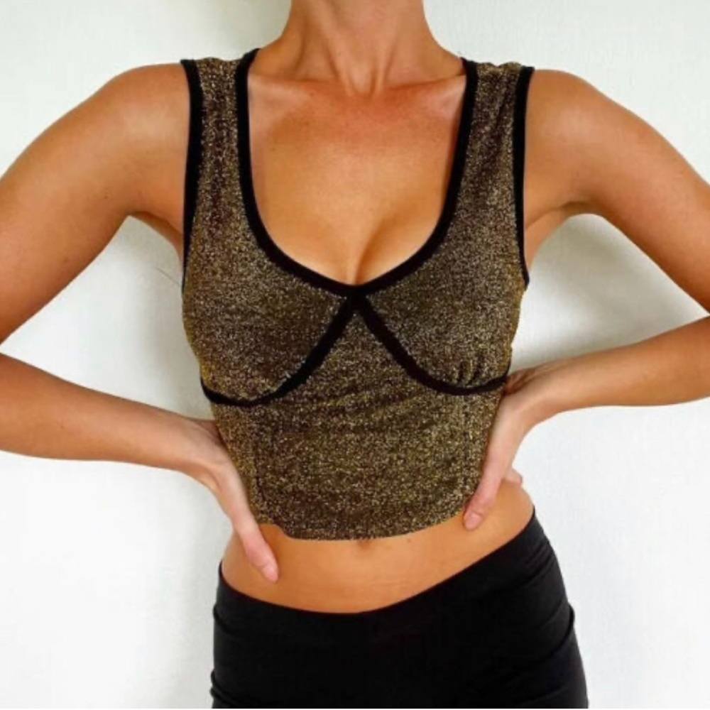 LIVI BY OLIVIA RAE metallic corset TOP